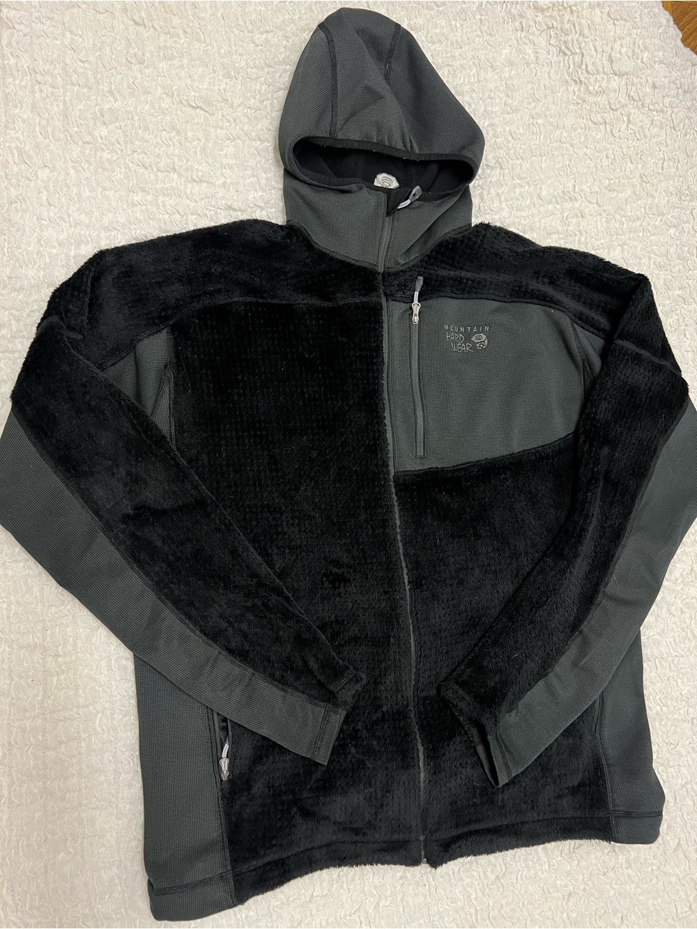 Mountain Hardwear Black Hooded Fleece Zip Jacket- men’s XL